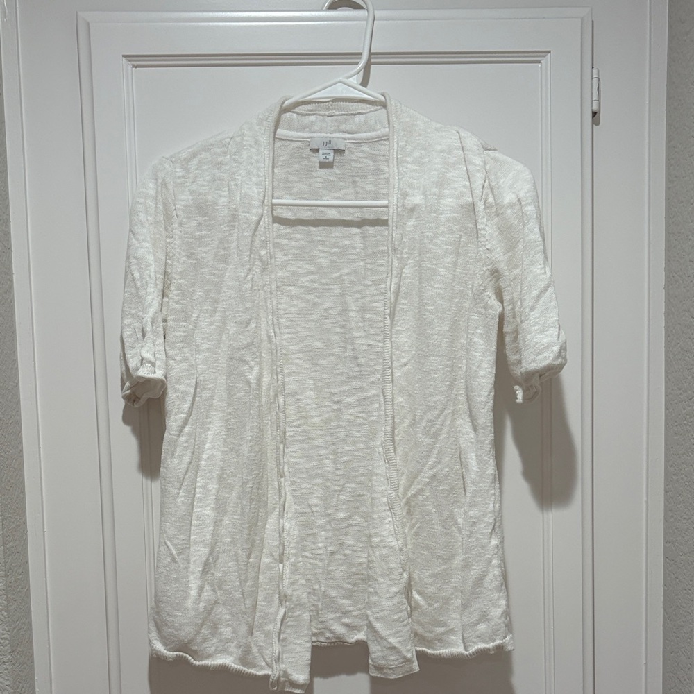 J Jill White Open-Front Cardigan
